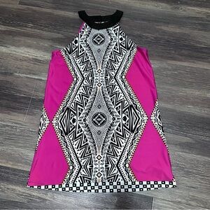 Venus pink geometric sleeveless dress women's M EUC